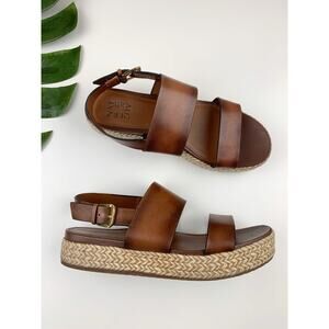 Naturalizer Patience Sandals Brown Leather Espadrille Platform Shoes Women's 9.5